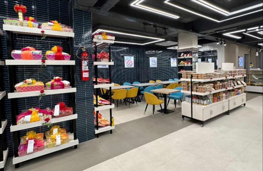 Store interior showing dining area and gift displays